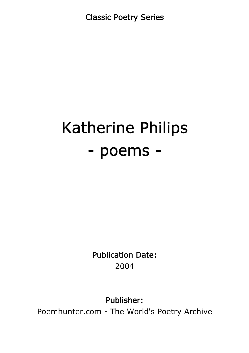 Katherine Philips - Poems