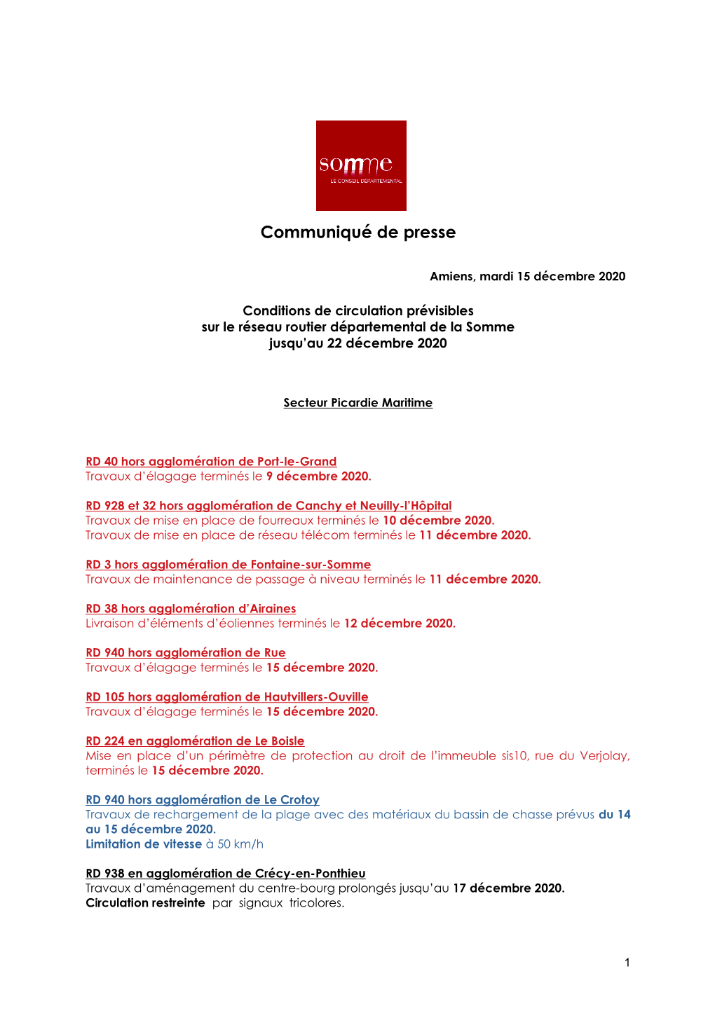 Communiqué De Presse