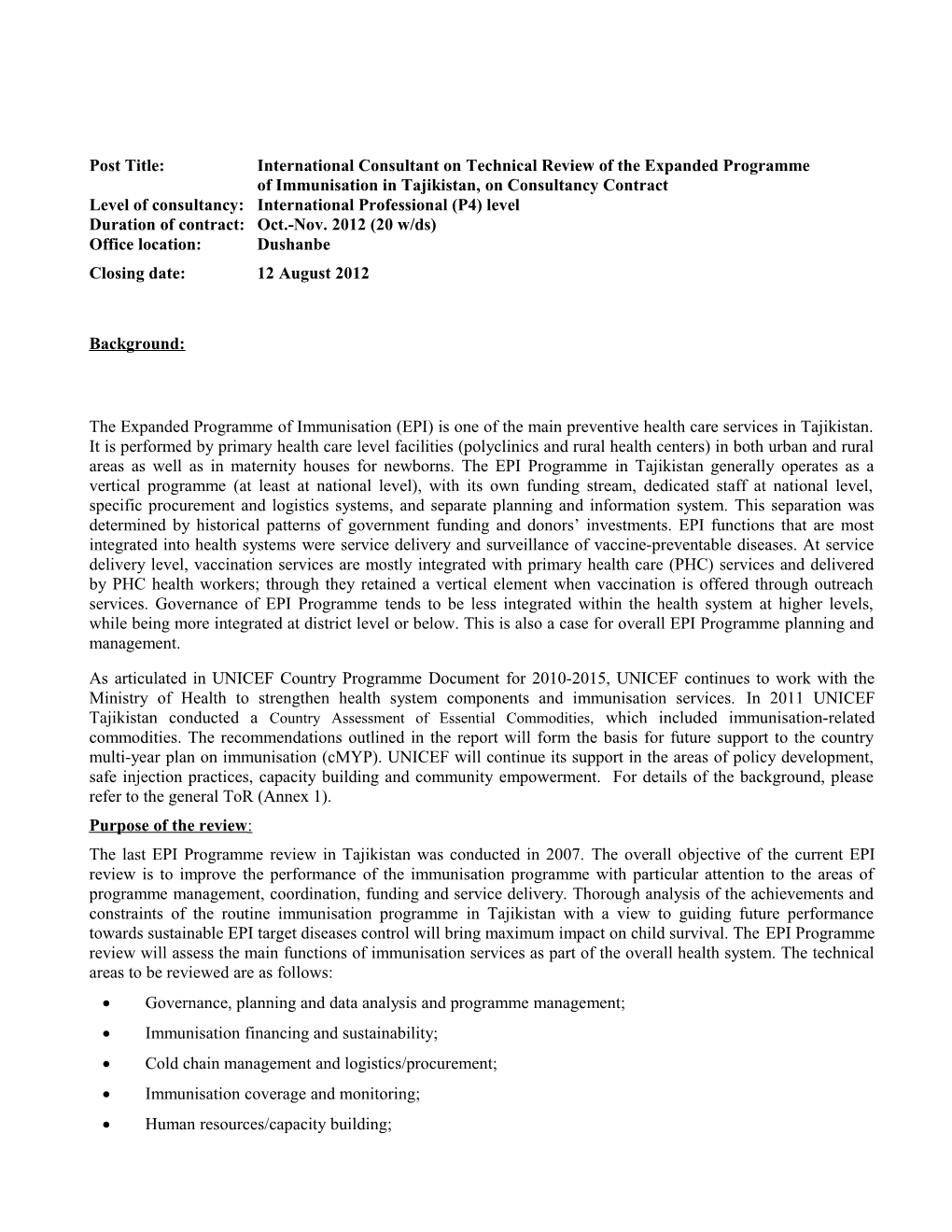 Operationalisation of Nutrition Investment Plan