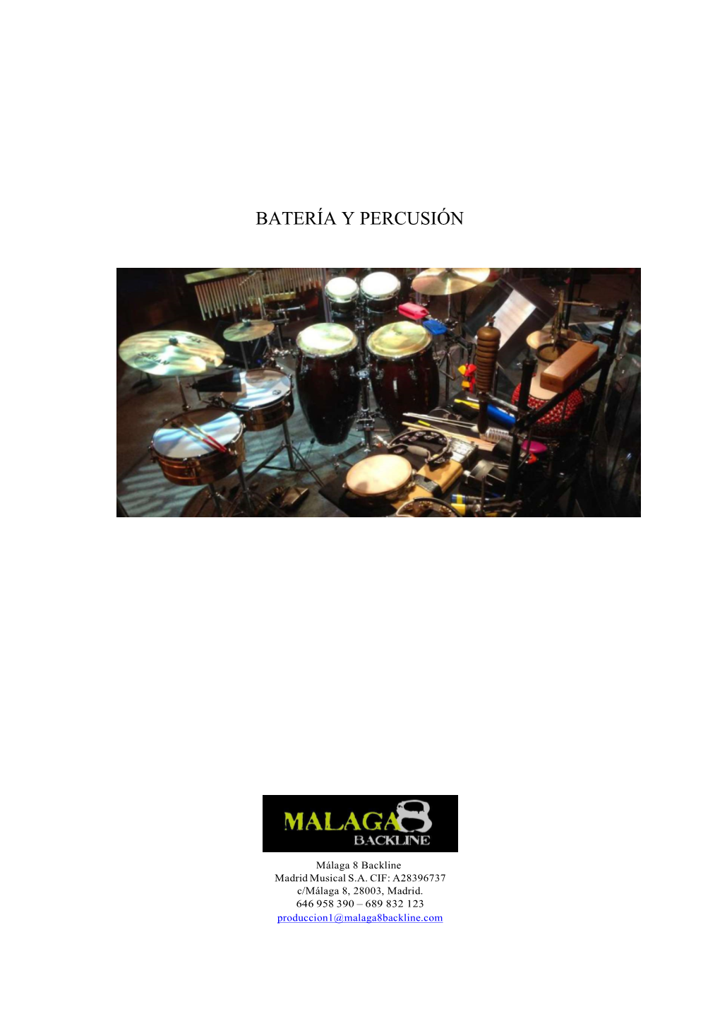 Alquiler Batería Y Percusión