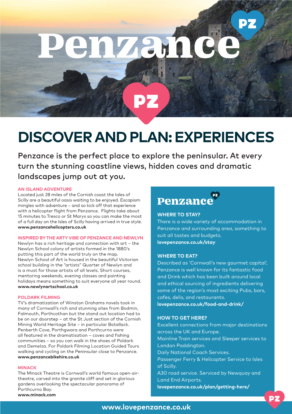 DISCOVER and PLAN: EXPERIENCES Penzance Is the Perfect Place to Explore the Peninsular