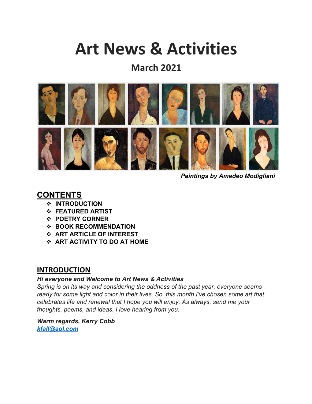 Art News & Activities March 2021