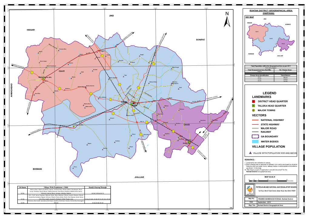 Rohtak District Geographical Area (Haryana) Jind Key Map Jind