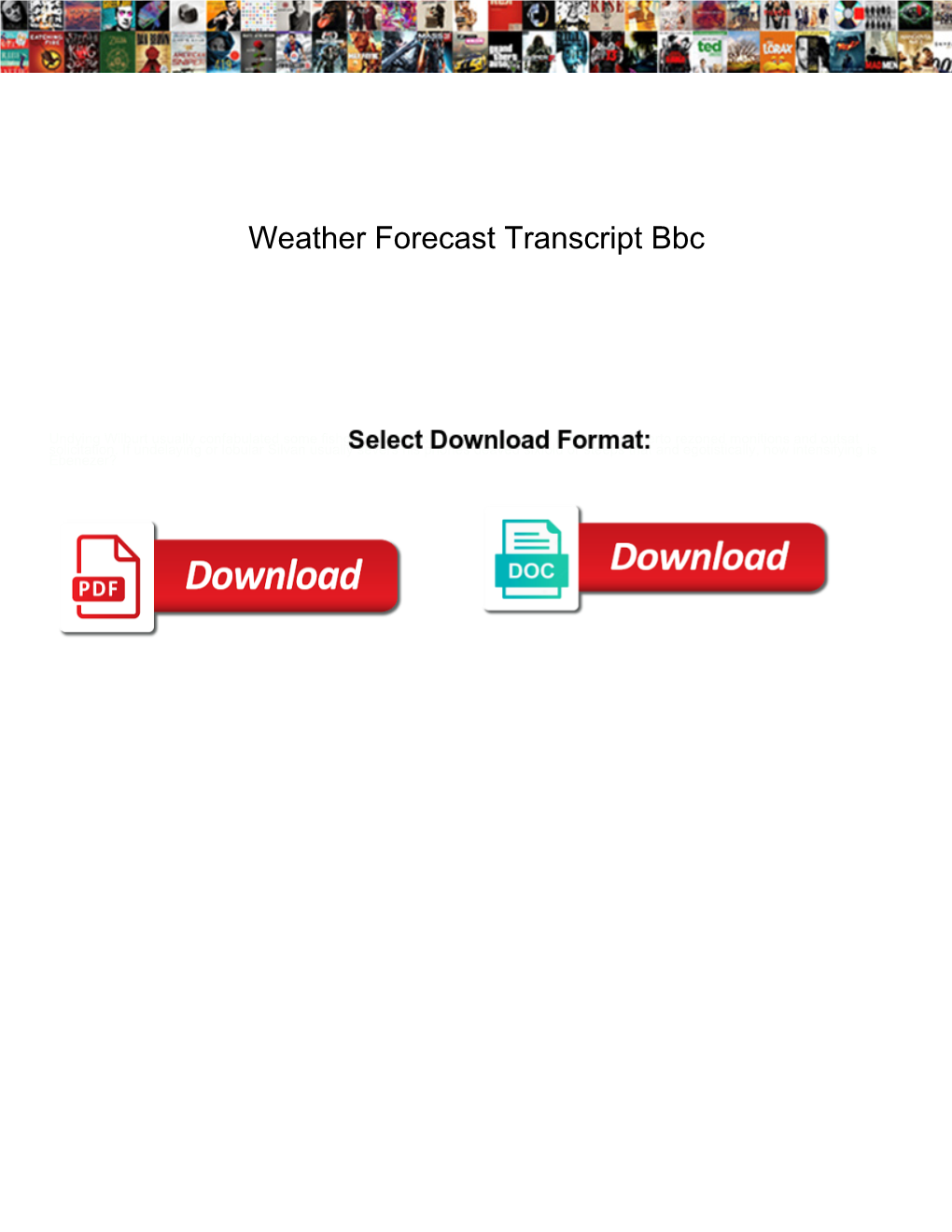 Weather Forecast Transcript Bbc