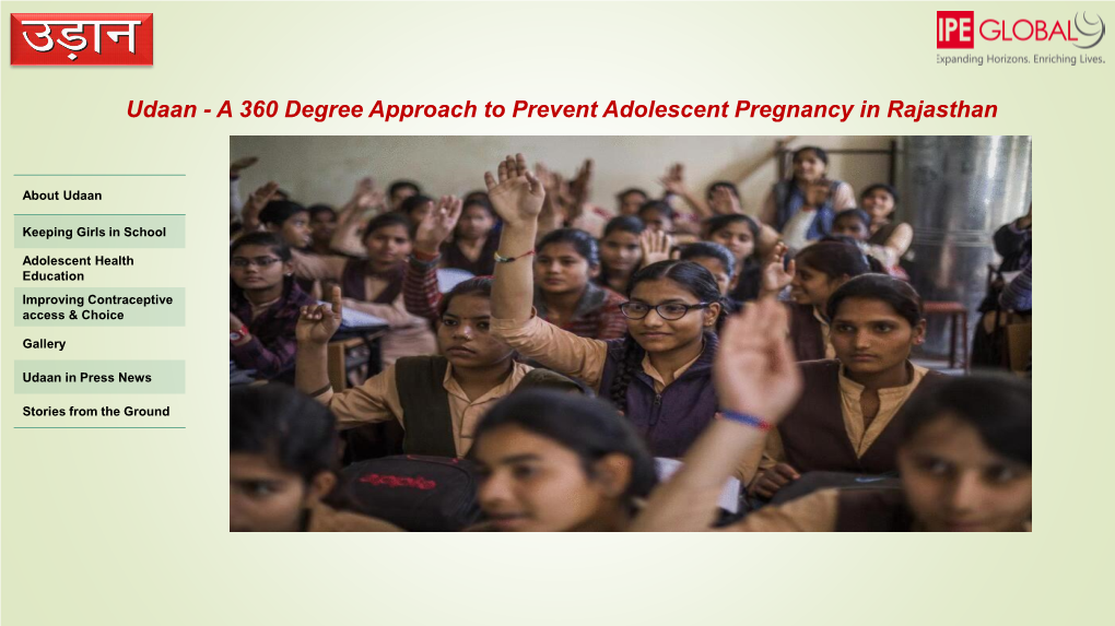 Udaan - a 360 Degree Approach to Prevent Adolescent Pregnancy in Rajasthan