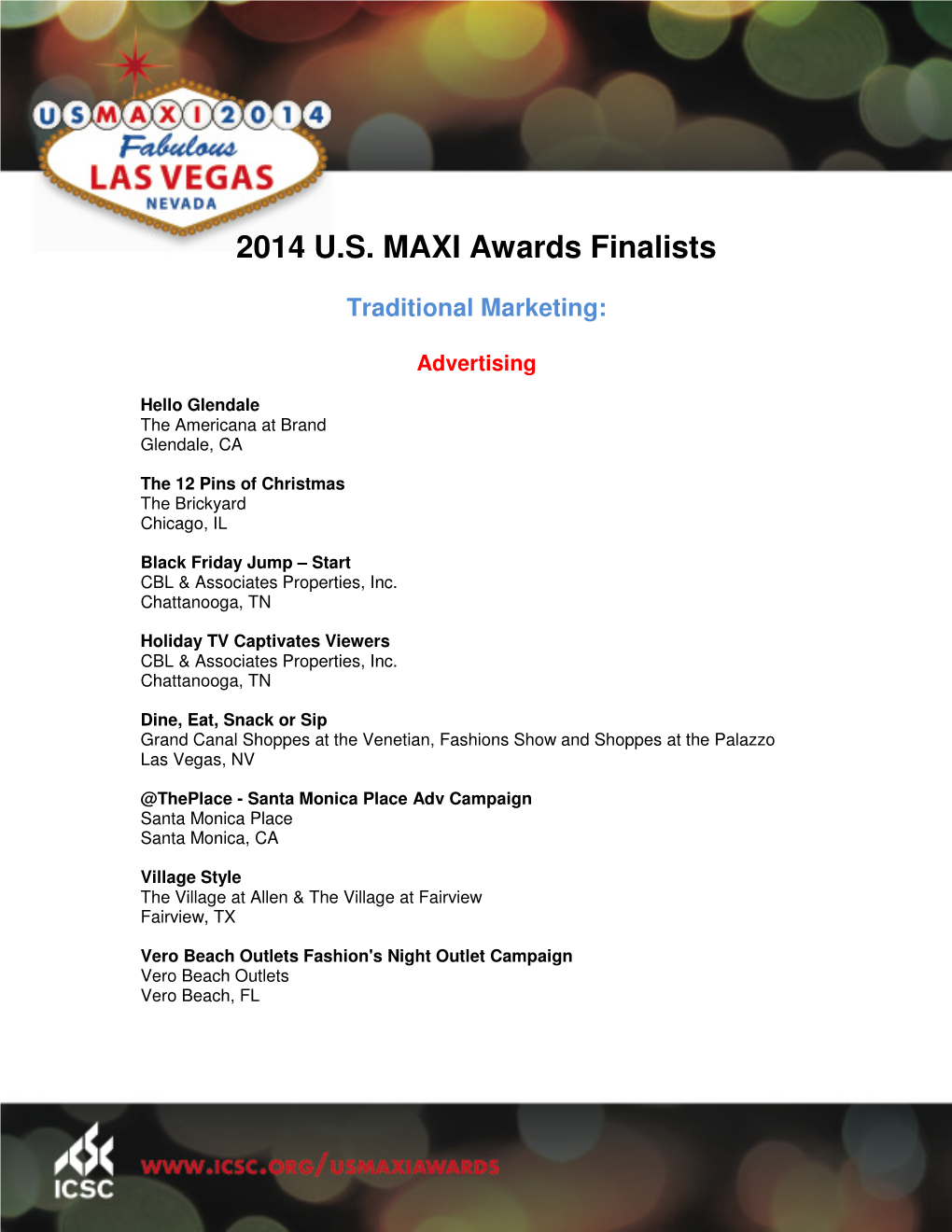 2014 U.S. MAXI Awards Finalists