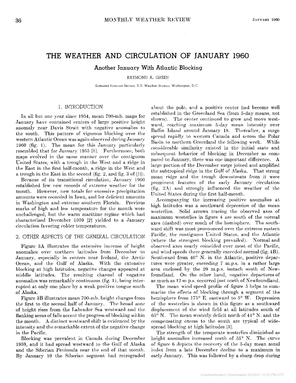 The Weather and Circulation of January 1960