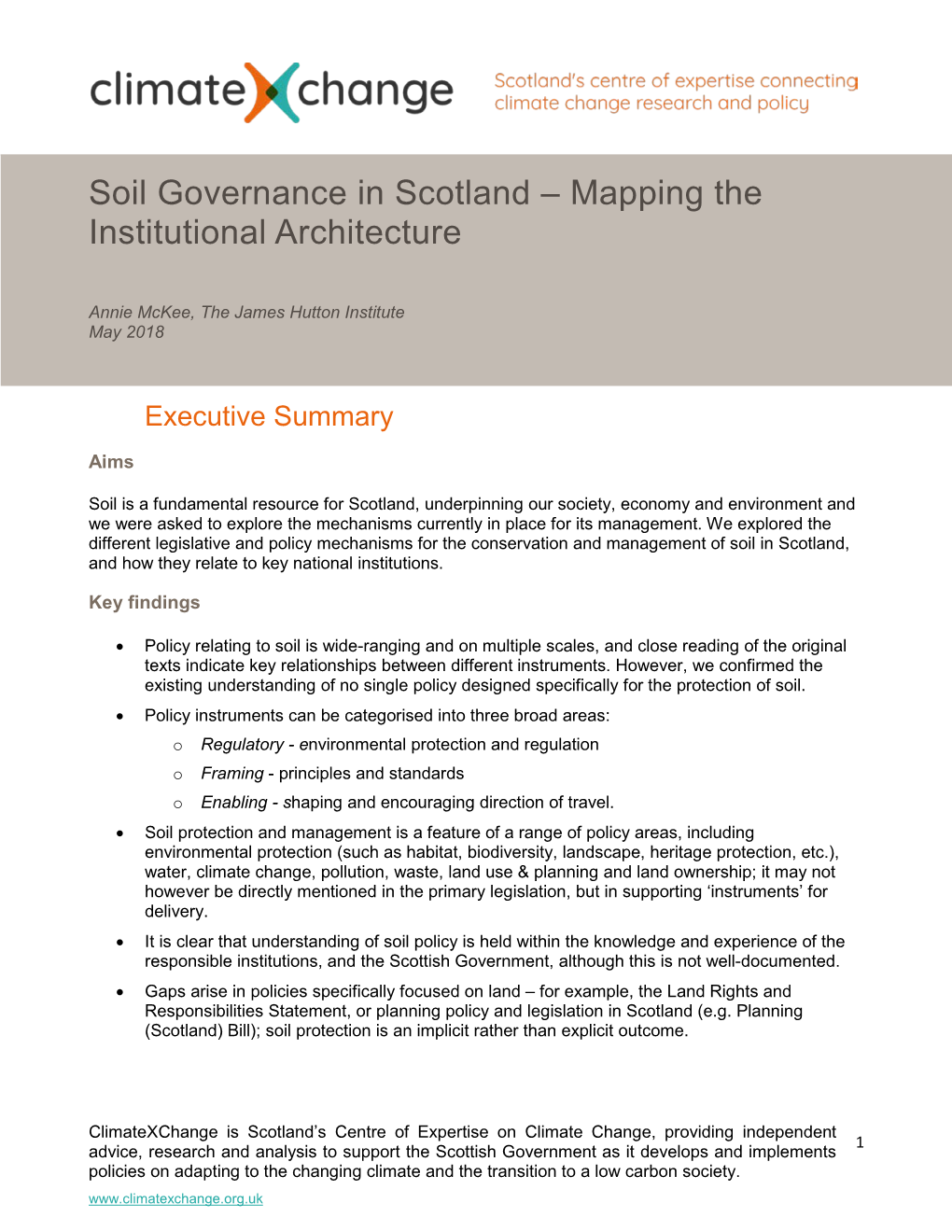 Soil Governance in Scotland – Mapping the Institutional Architecture