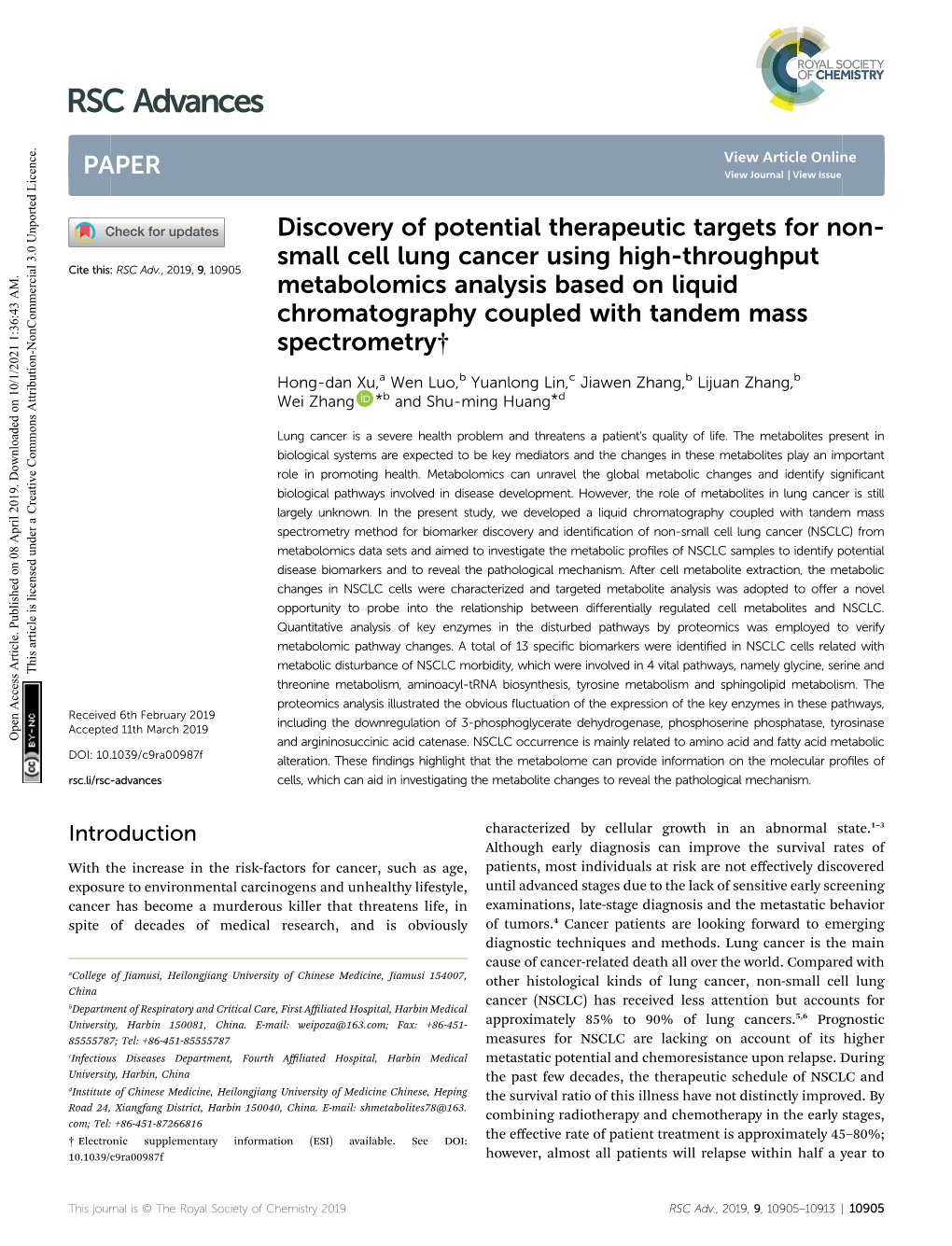 Discovery of Potential Therapeutic Targets for Non-Small Cell Lung