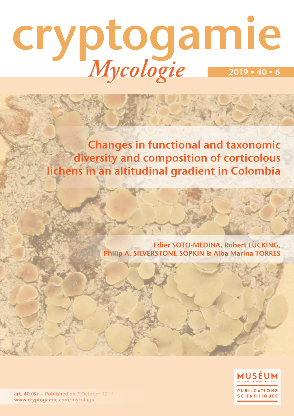 Changes in Functional and Taxonomic Diversity and Composition of Corticolous Lichens in an Altitudinal Gradient in Colombia