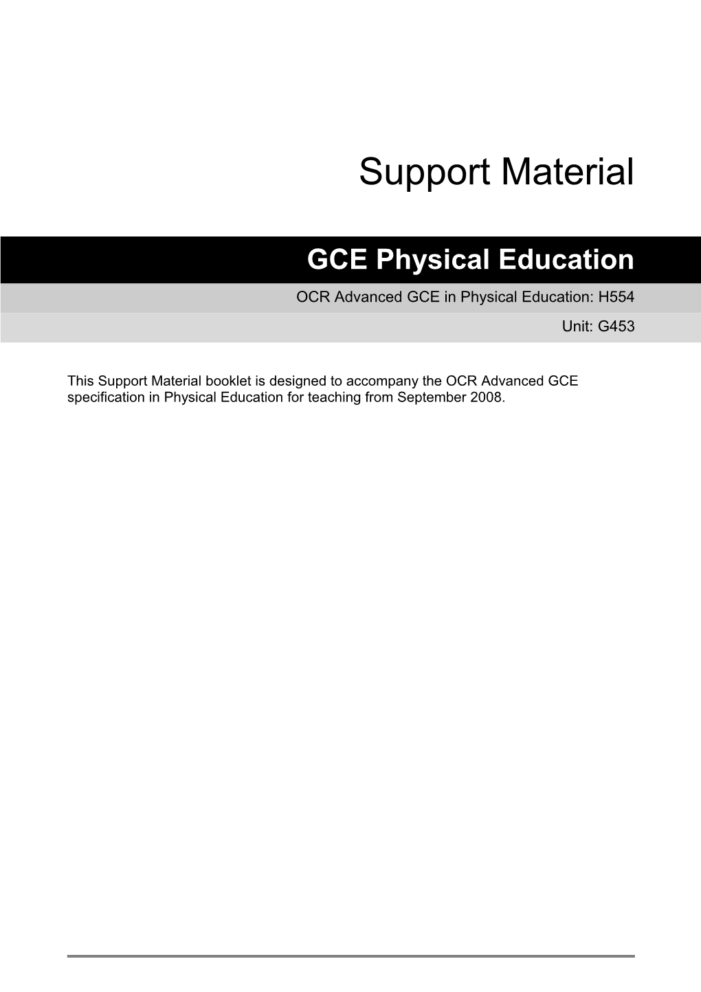 OCR Advanced GCE in Physical Education: H554