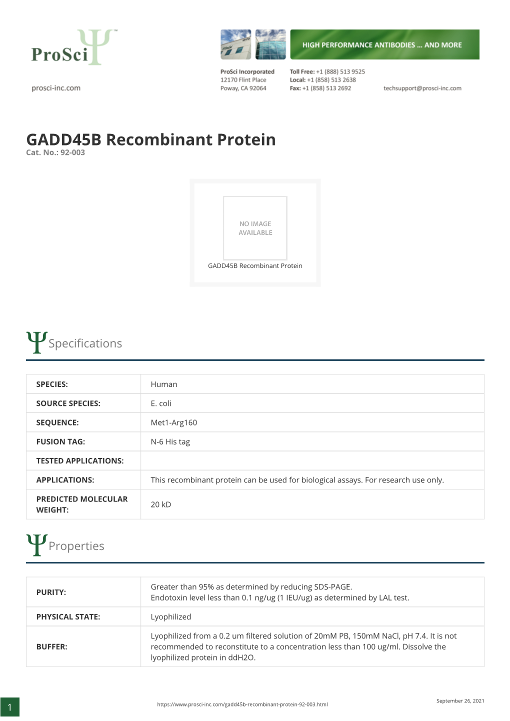 GADD45B Recombinant Protein Cat