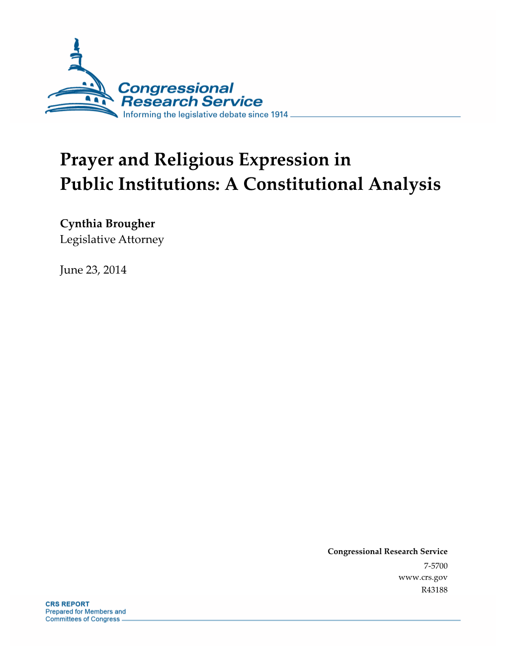 Prayer and Religious Expression in Public Institutions: a Constitutional Analysis