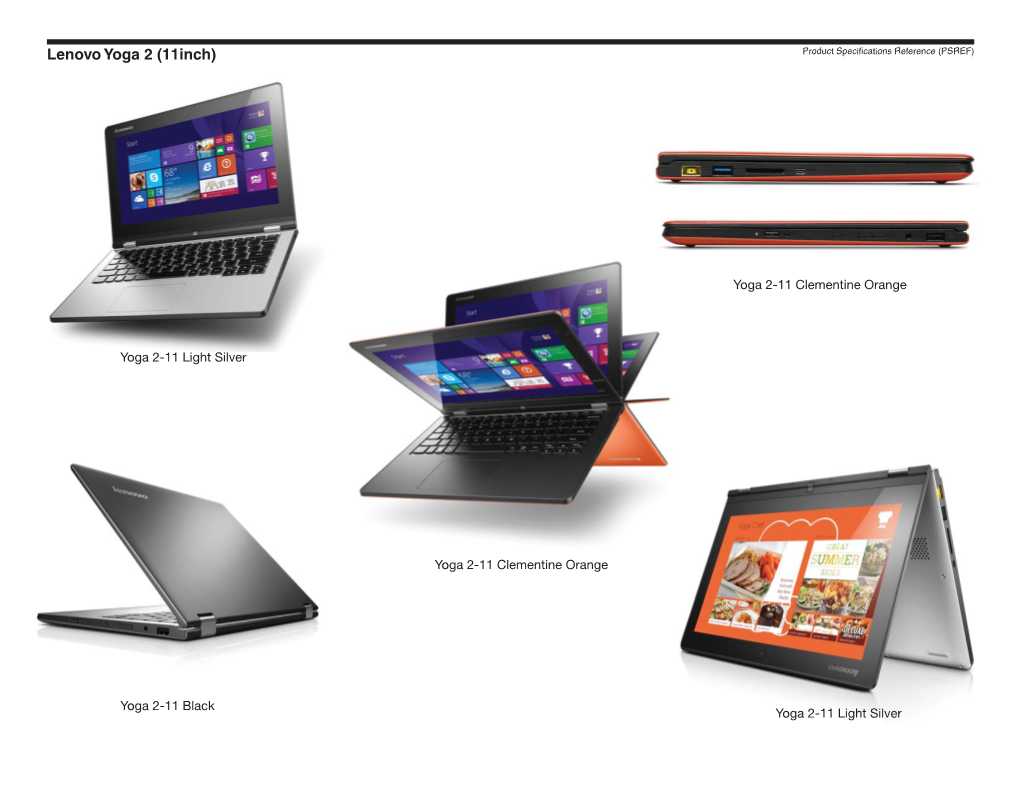 Lenovo Yoga 2 (11Inch) Product Speciﬁ Cations Reference (PSREF)