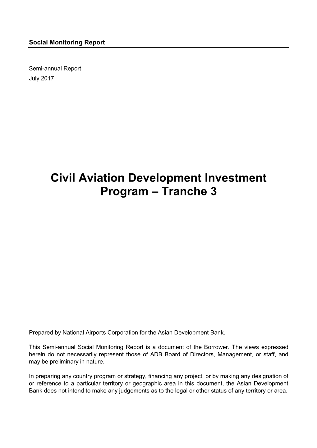 Civil Aviation Development Investment Program – Tranche 3