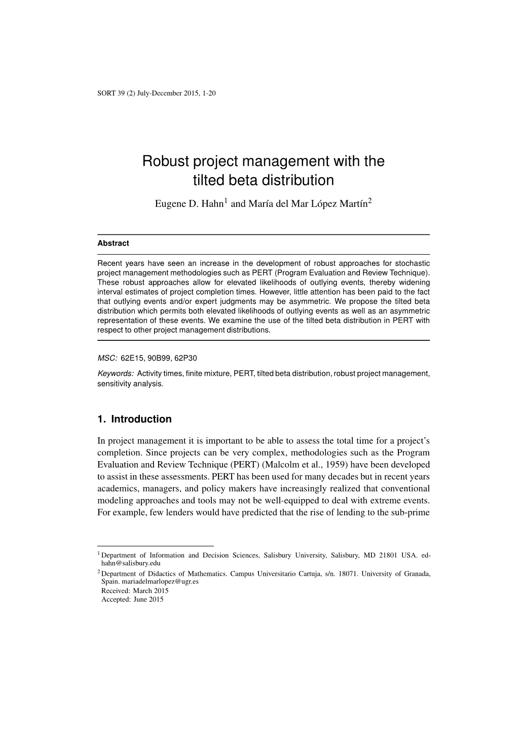 Robust Project Management with the Tilted Beta Distribution