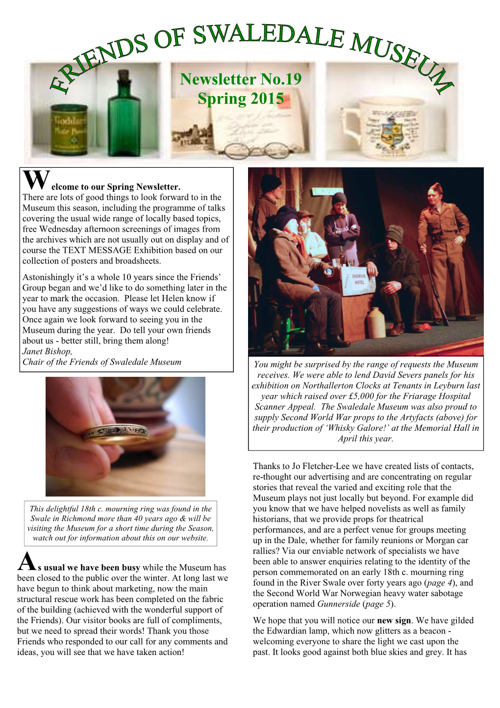 Swaledale Museum Newsletter 19 Spring 2015 Draft