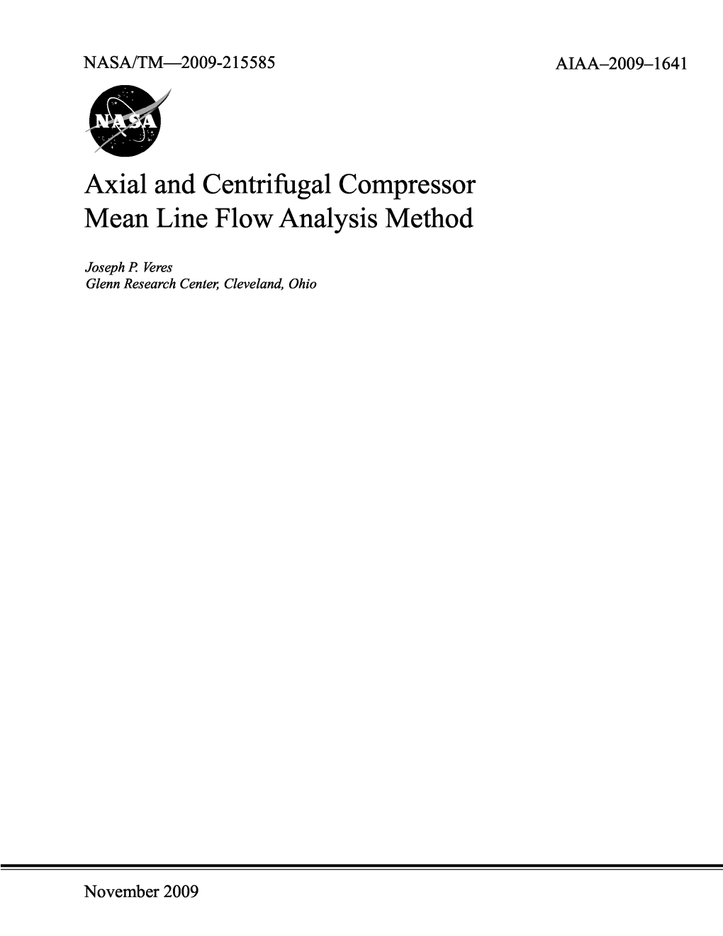 Axial and Centrifugal Compressor Mean Line Flow Analysis Method