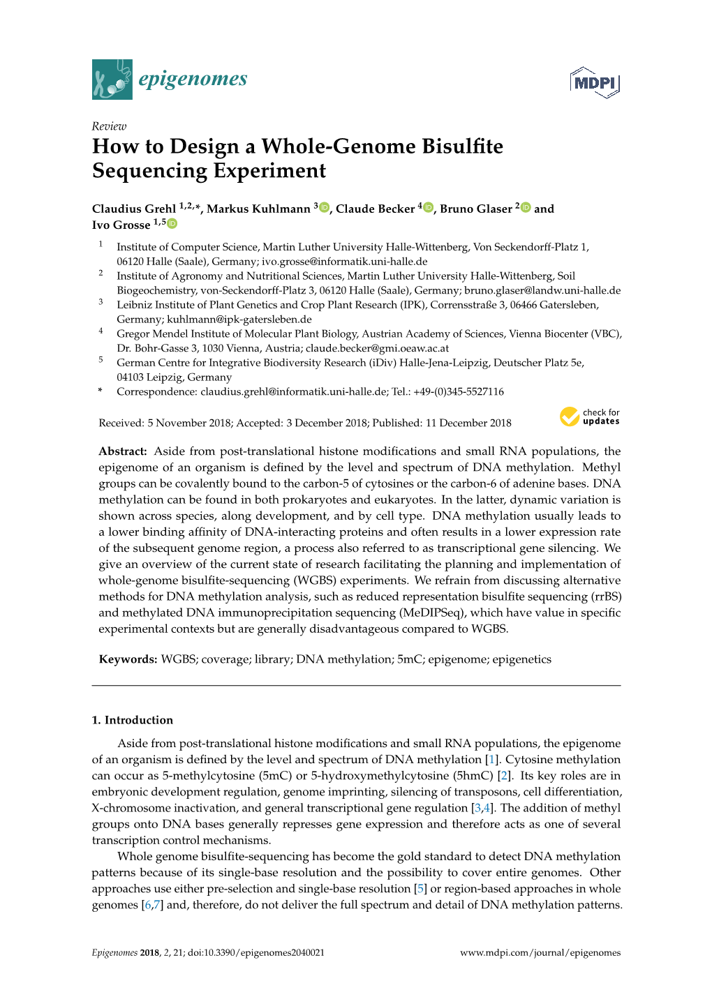 How to Design a Whole-Genome Bisulfite Sequencing Experiment