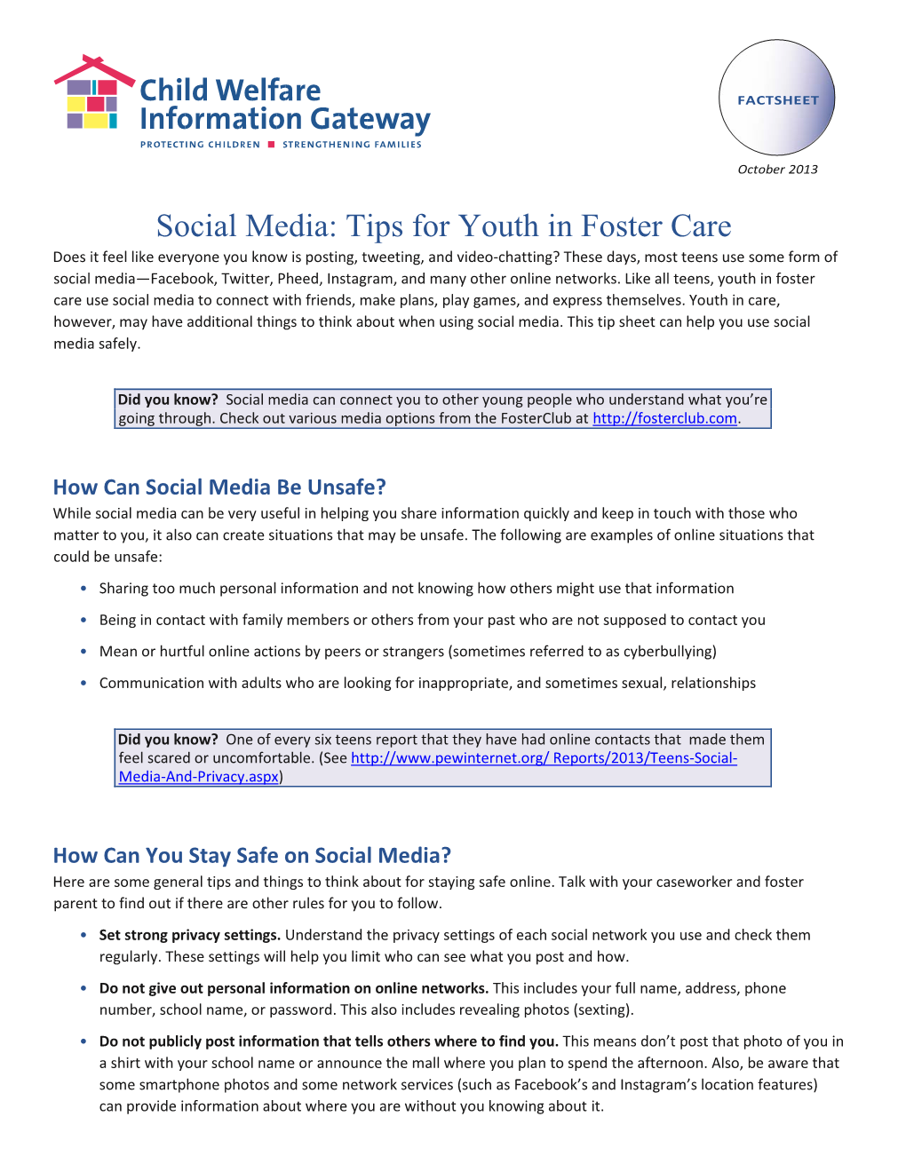 Social Media-Tips for Foster Youth