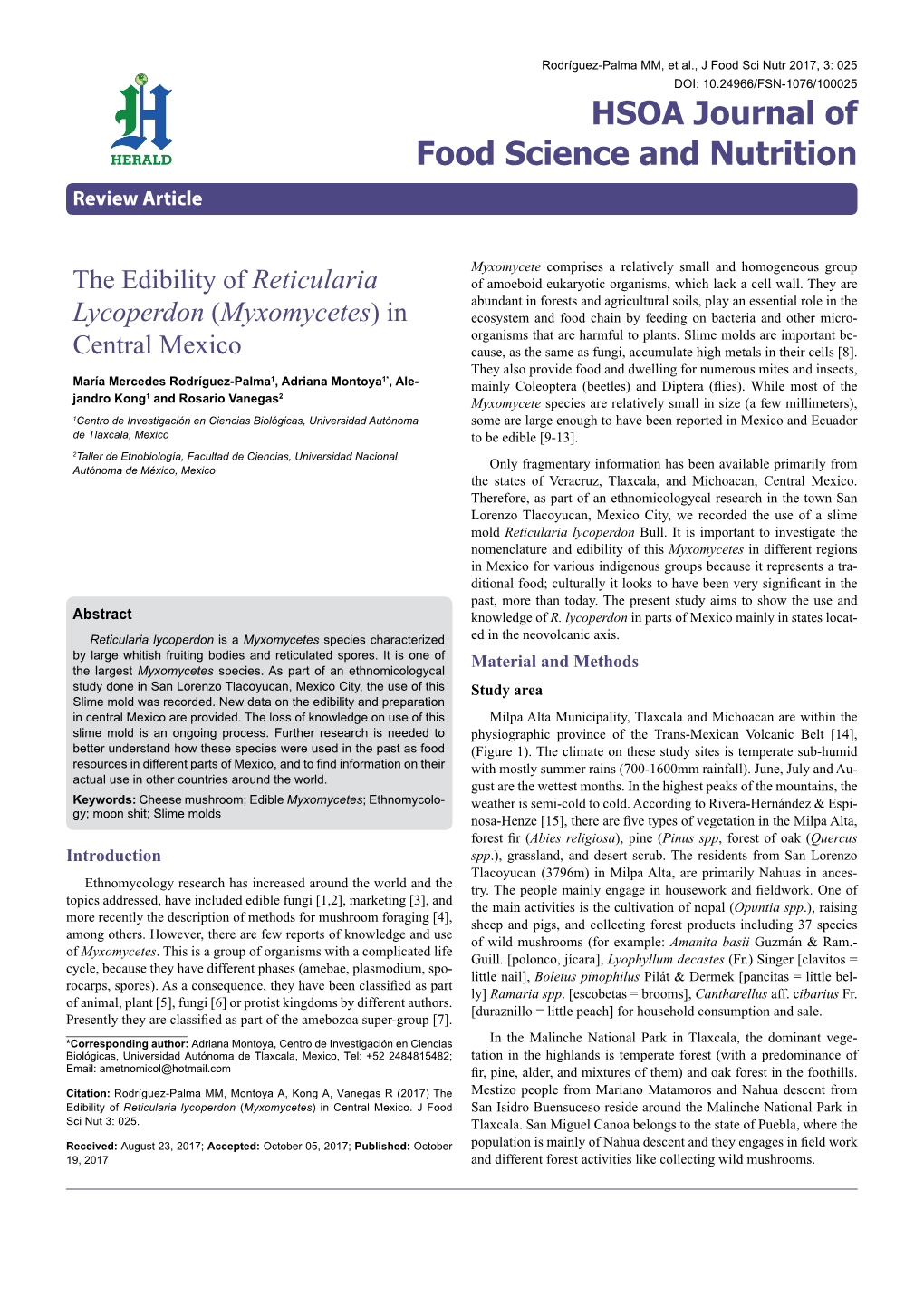 The Edibility of Reticularia Central Mexico