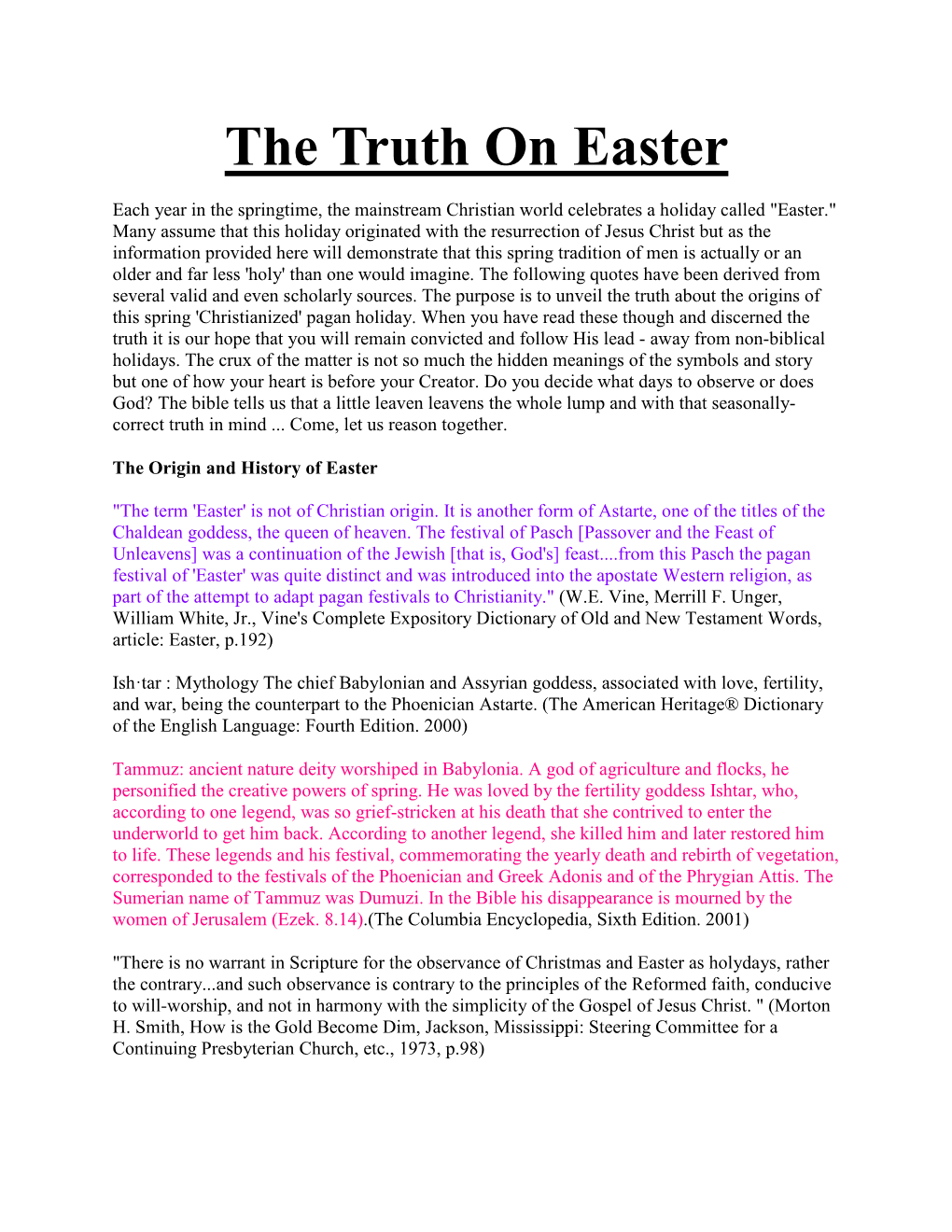 The Truth on Easter