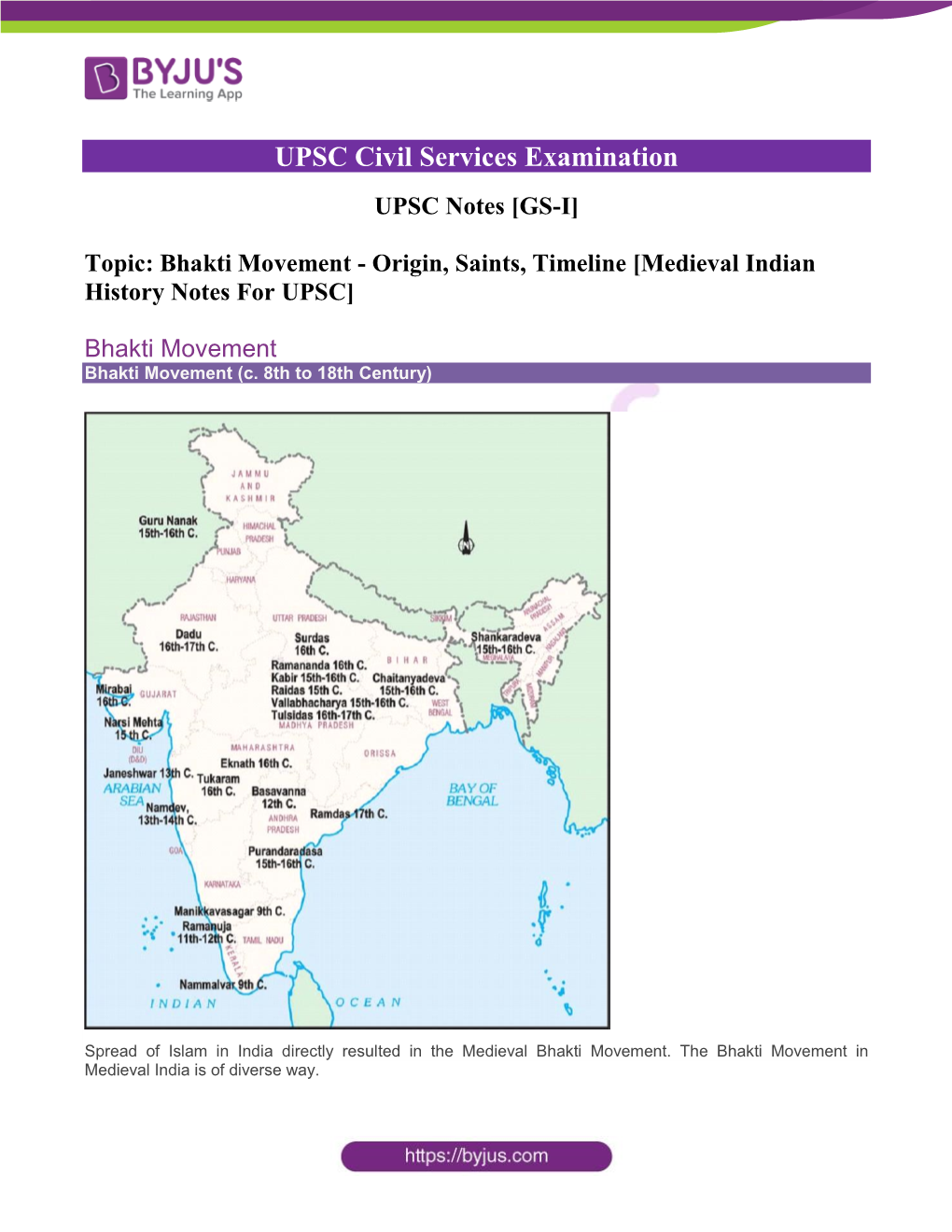 UPSC Notes [GS-I] Topic: Bhakti Movement