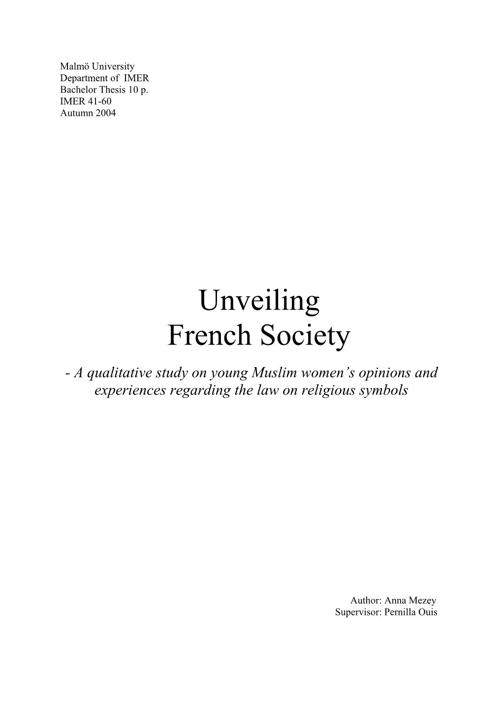 Unveiling French Society