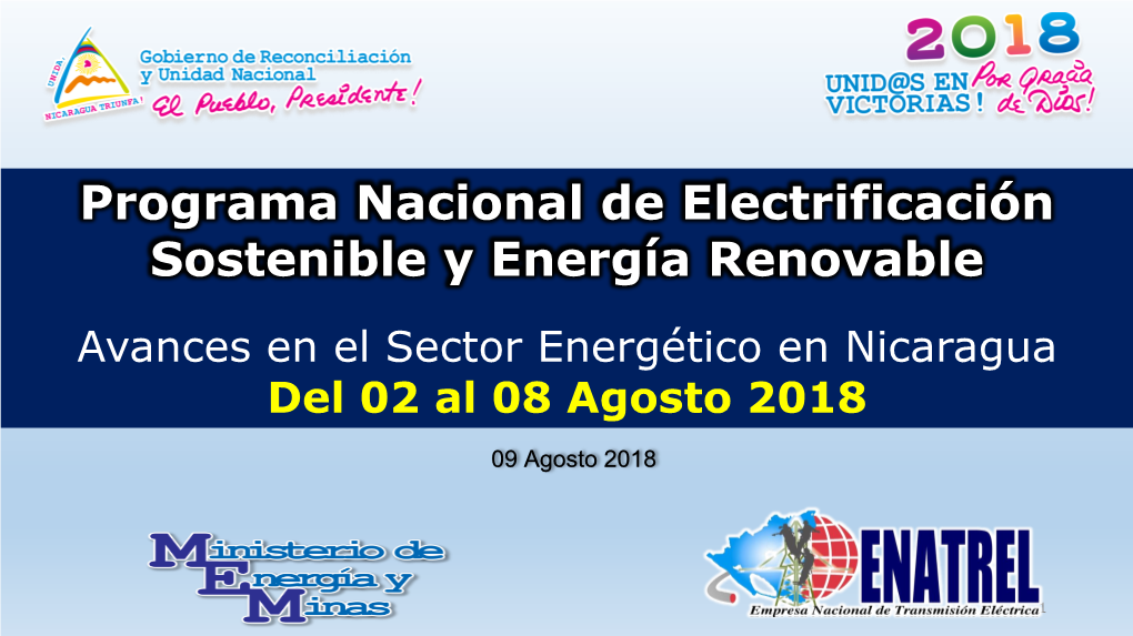 Avances En El Sector Energético En Nicaragua Del 02 Al 08 Agosto 2018