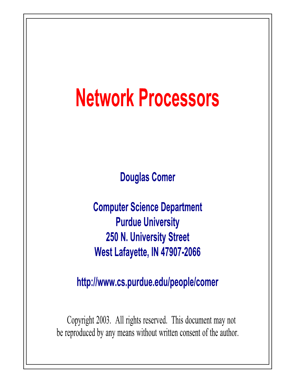 Network Processors