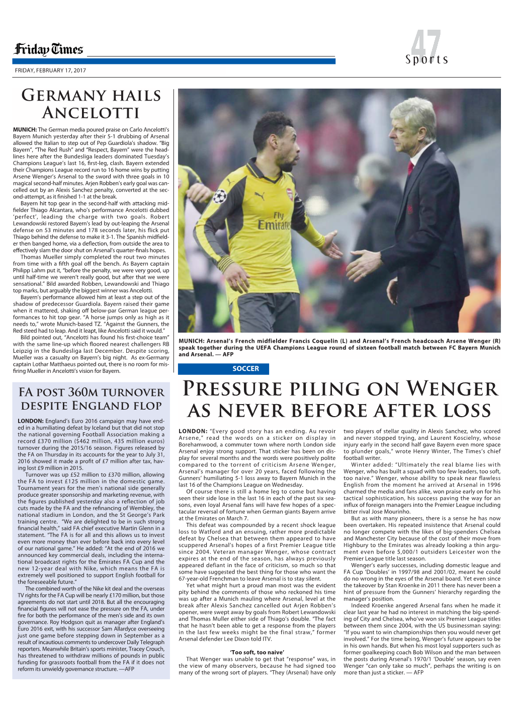 PRESSURE Piling on WENGER AS Never Before After Loss