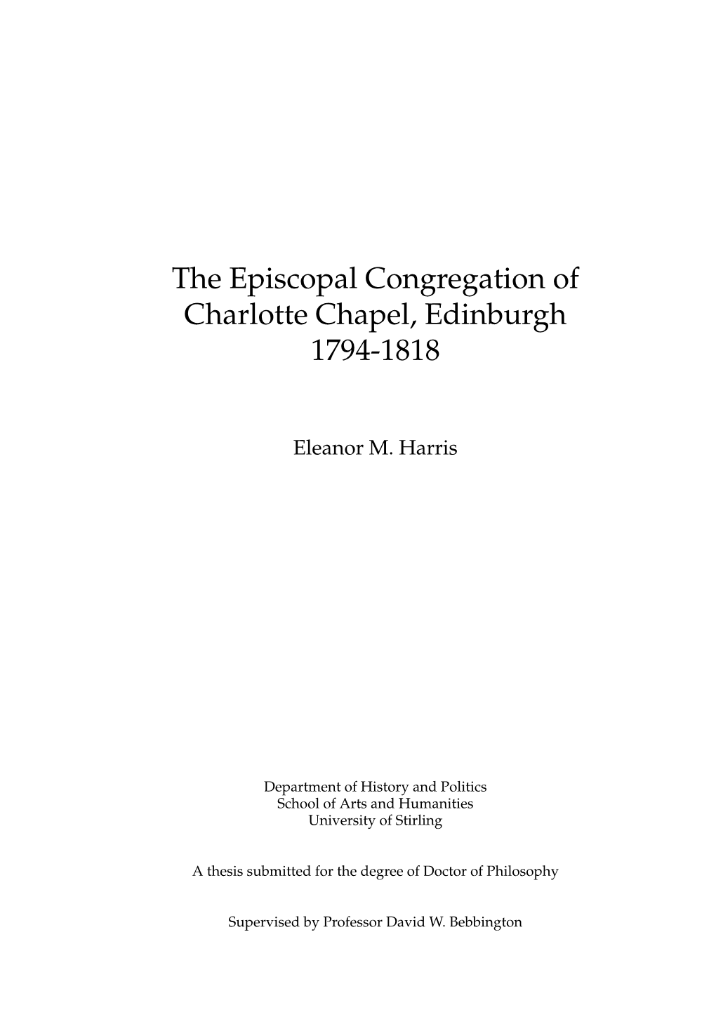 The Episcopal Congregation of Charlotte Chapel, Edinburgh 1794-1818