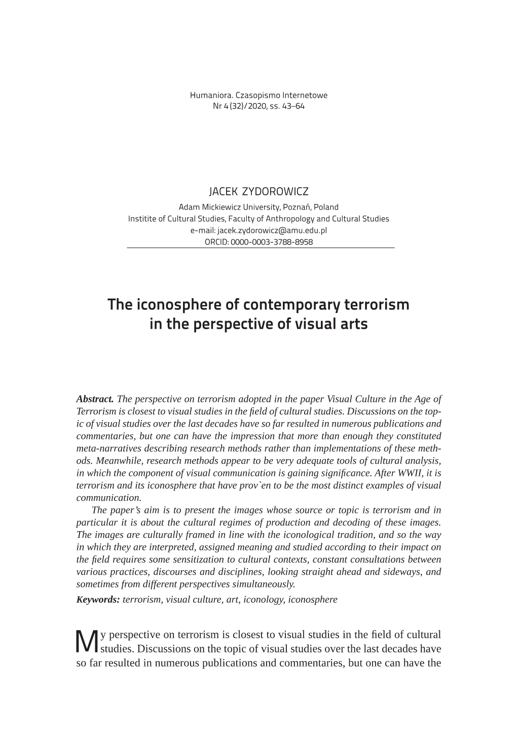 The Iconosphere of Contemporary Terrorism in the Perspective of Visual Arts