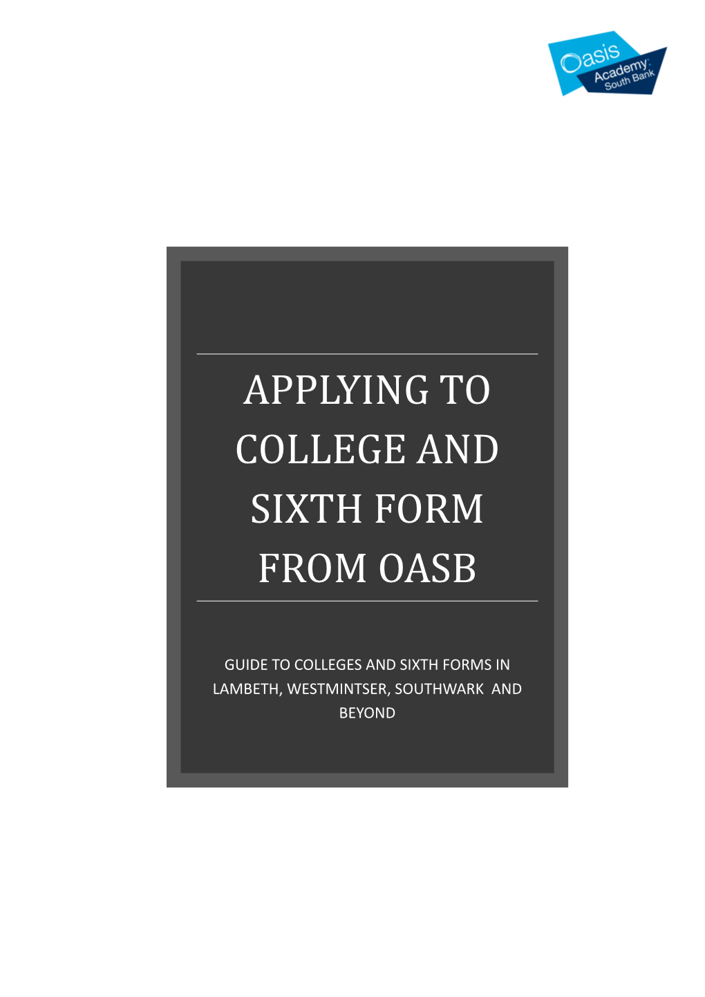 Applying to College and Sixth Form from Oasb