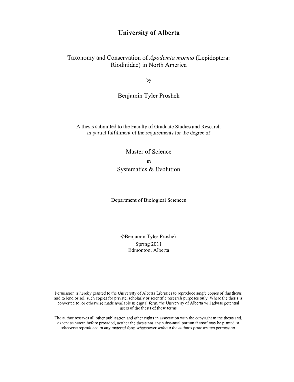 Taxonomy and Conservation of Apodemia Mormo (Lepidoptera: Riodinidae) in North America