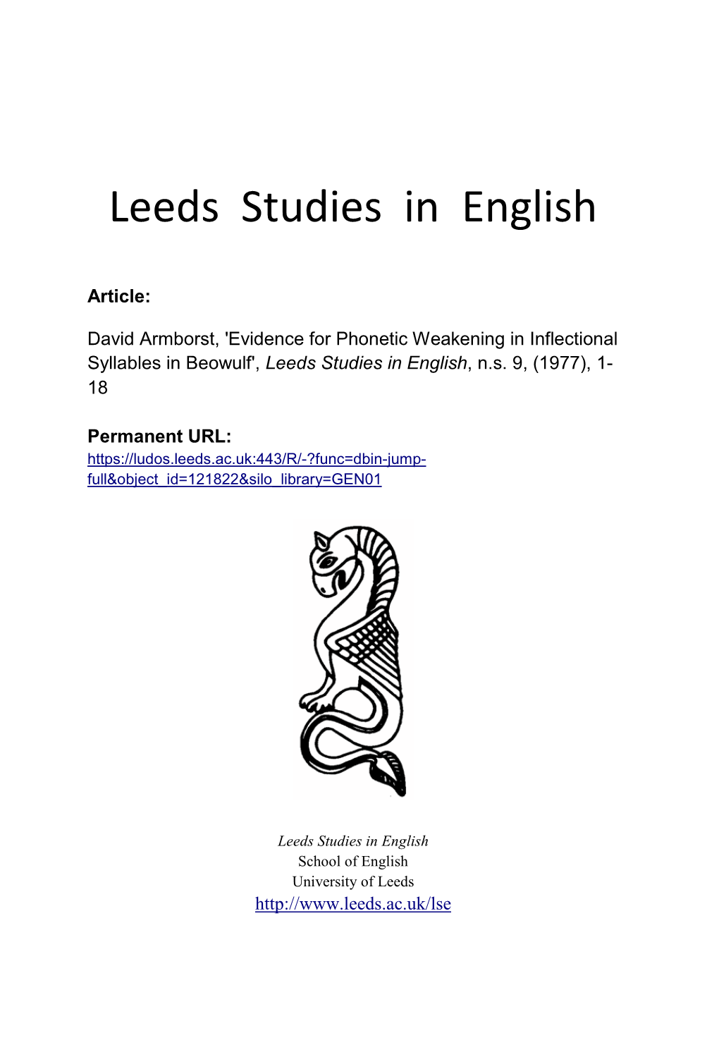 Leeds Studies in English