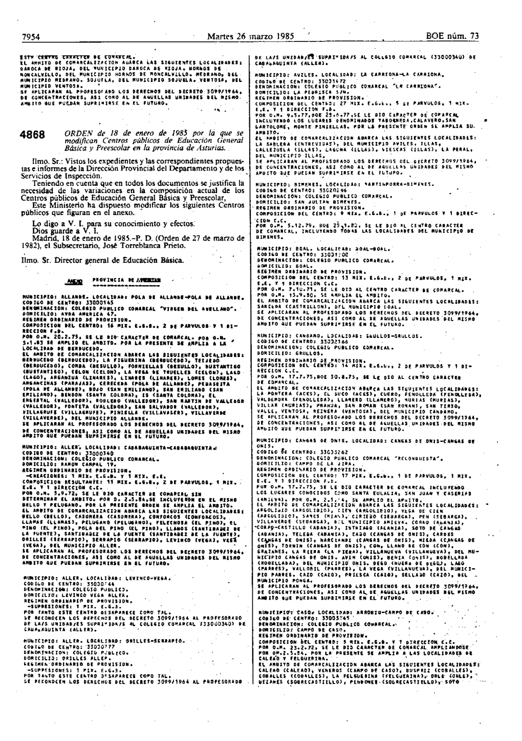 7954 Martes 26 Marzo 1985 BOE Núm. 73 ORDEN De 18 De Enero De