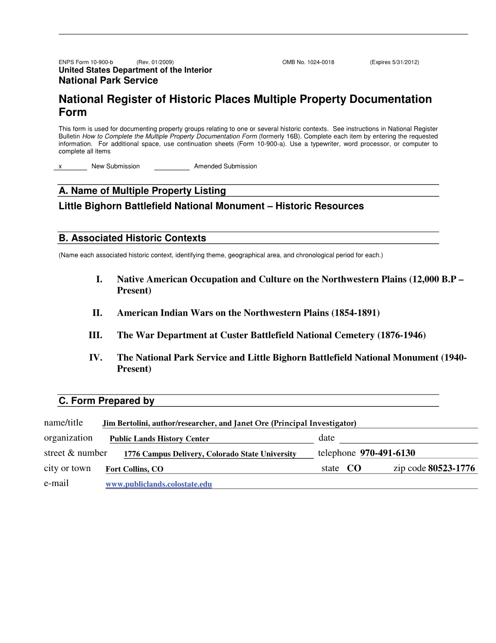 National Register of Historic Places Multiple Property Documentation Form