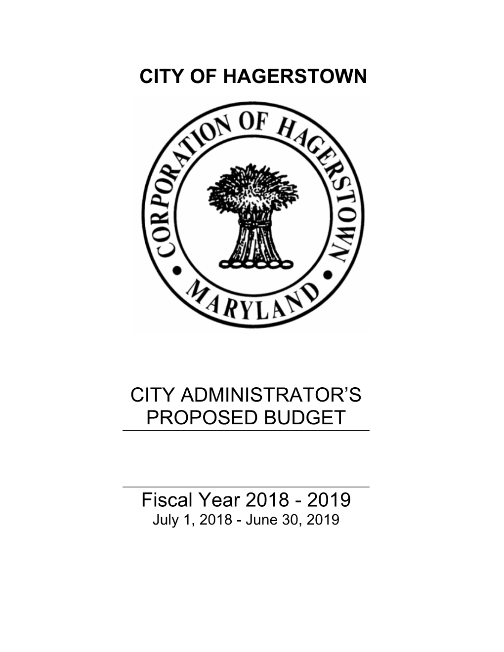 City of Hagerstown Fiscal Year 2018/2019