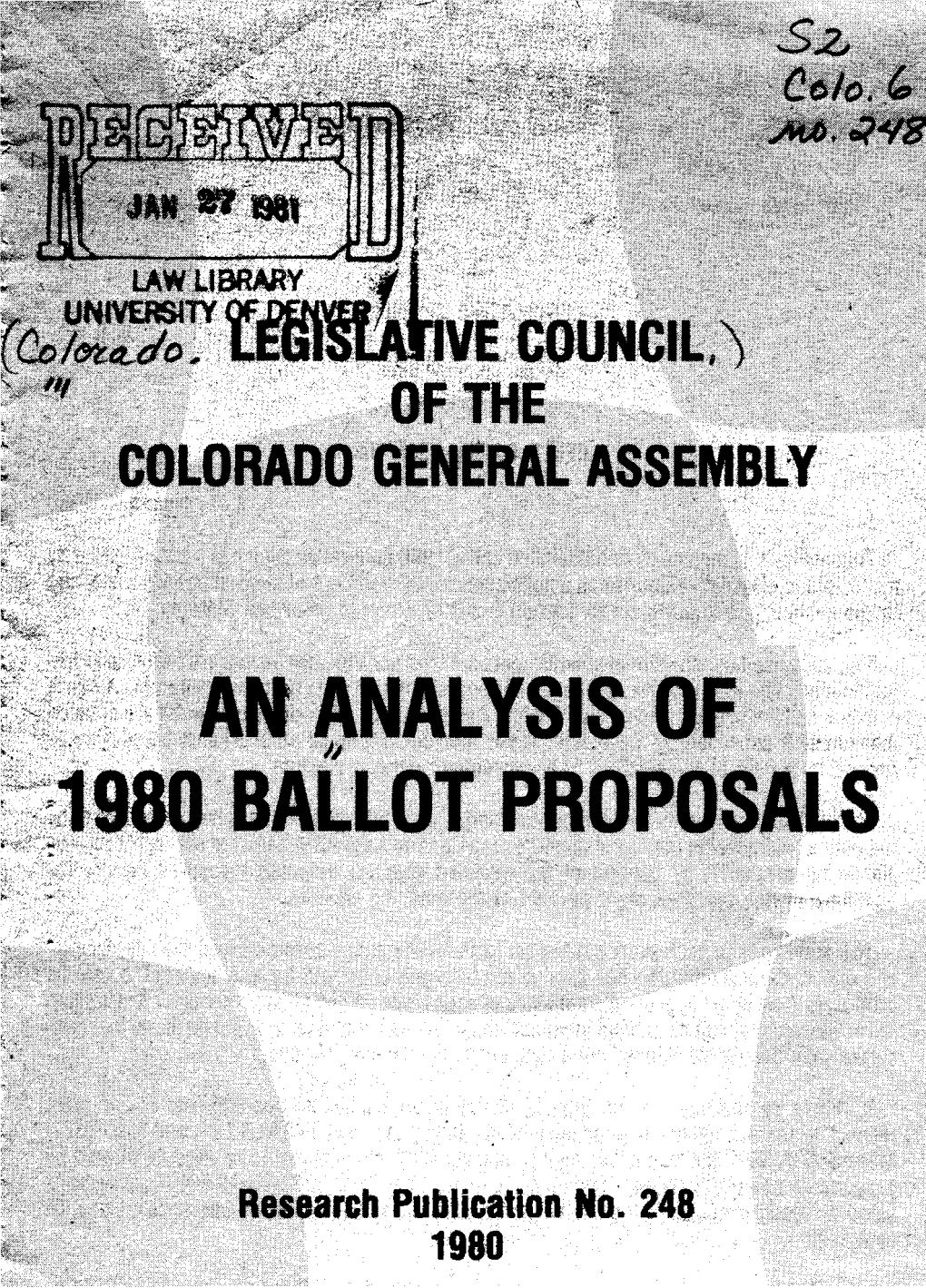 An Analysis of 1980 Ballot Proposals