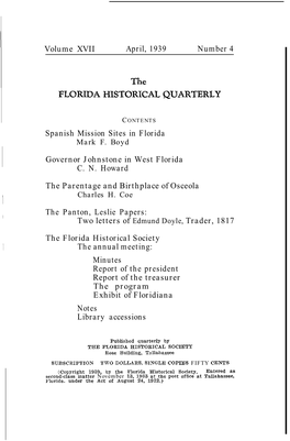 The FLORIDA HISTORICAL QUARTERLY