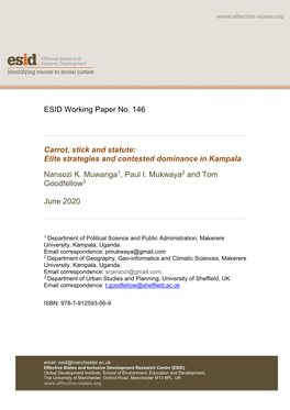 Elite Strategies and Contested Dominance in Kampala