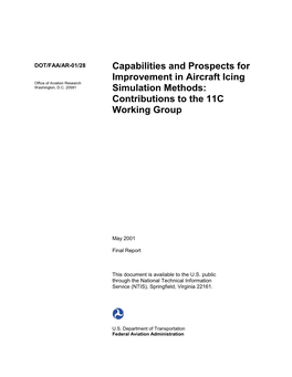 Capabilities and Prospects for Improvement in Aircraft Icing Office of Aviation Research Washington, D.C