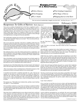 February 2009 Responses to Gifts of Knives Merle Spencer