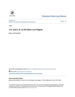 J.D. and LL.B. As the Basic Law Degree