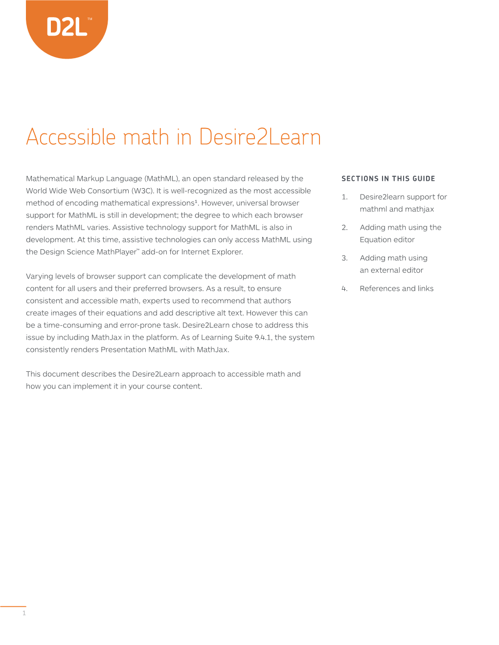 Accessible Math in Desire2learn