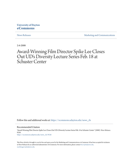 Award-Winning Film Director Spike Lee Closes out UD's Diversity Lecture Series Feb