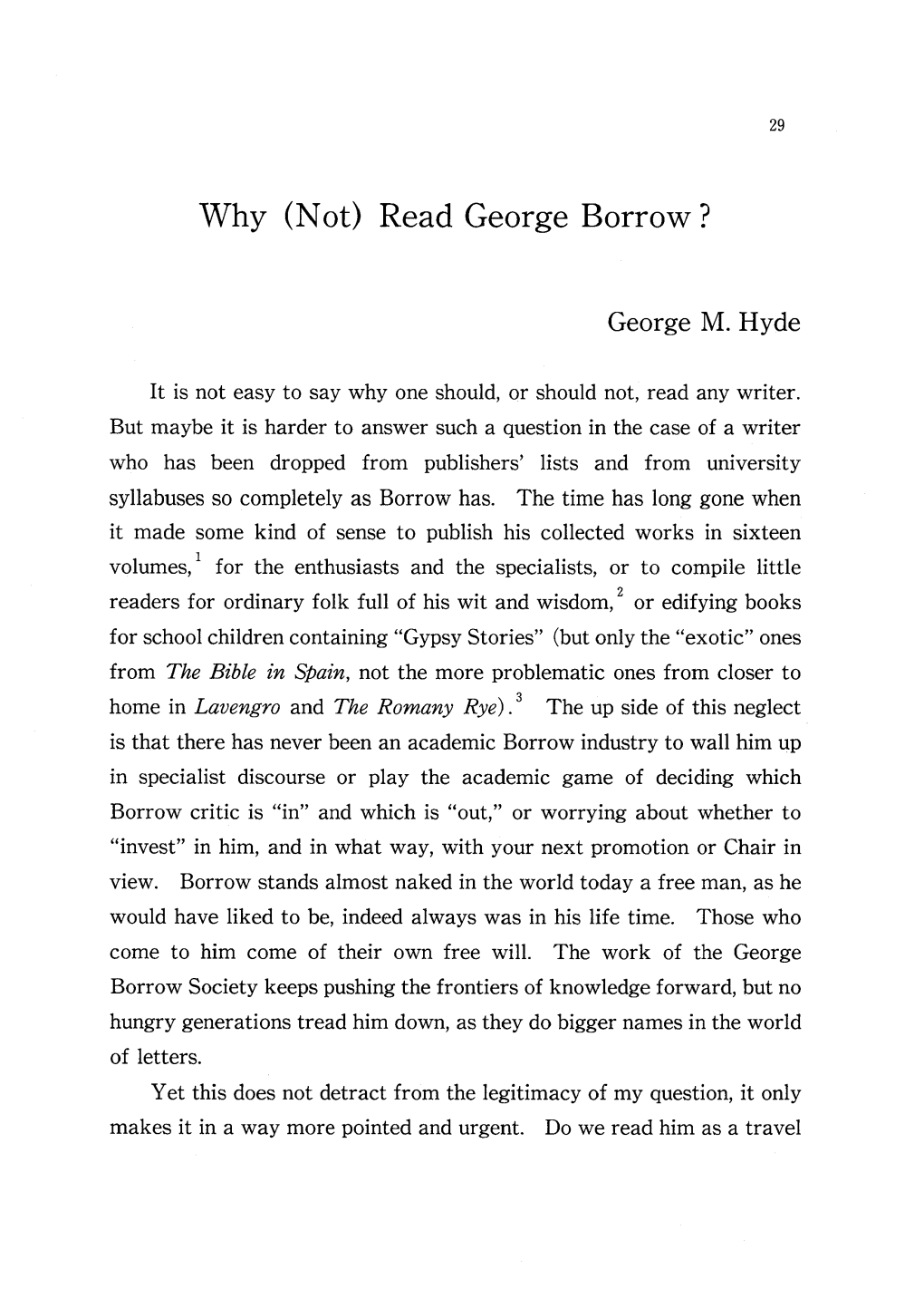 Why (Not) Read George Borrow ?