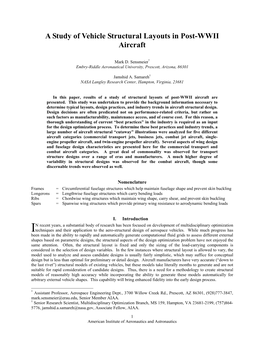 A Study of Vehicle Structural Layouts in Post-WWII Aircraft