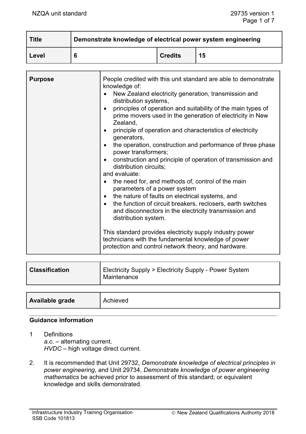 29735 Demonstrate Knowledge of Electrical Power System Engineering